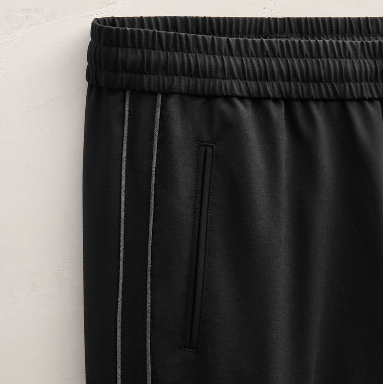 Wool Cashmere Flannel Side Piping Pant in Black | James Perse Los Angeles