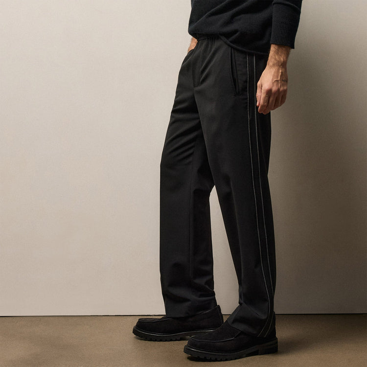 Wool Cashmere Flannel Side Piping Pant in Black | James Perse Los Angeles