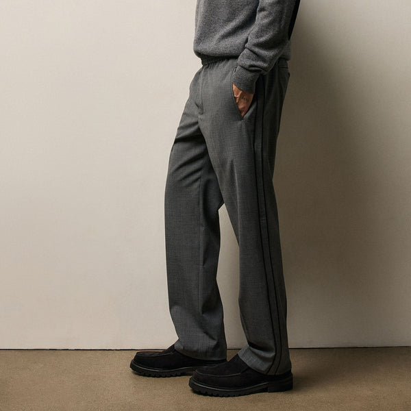 Wool Cashmere Flannel Side Piping Pant in Charcoal | James Perse Los Angeles