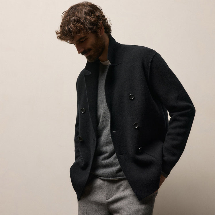 Double Breasted Cashmere Blazer in Black | James Perse Los Angeles