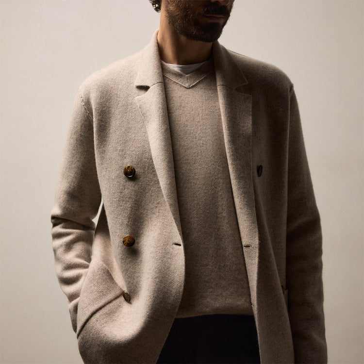 Double Breasted Cashmere Blazer in Stone | James Perse Los Angeles