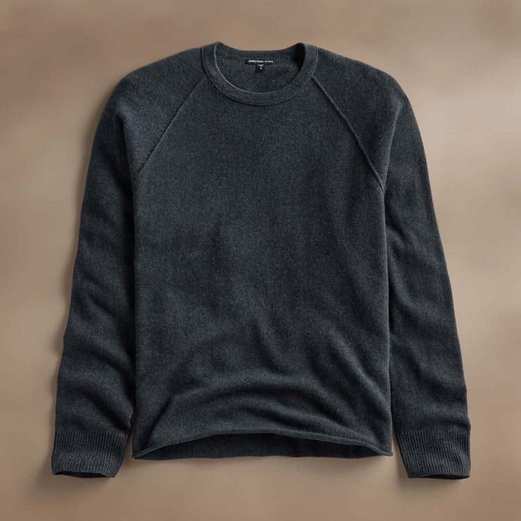 Rcld Cashmere Palm Intarsia Raglan in Coal/Off White | James Perse Los Angeles