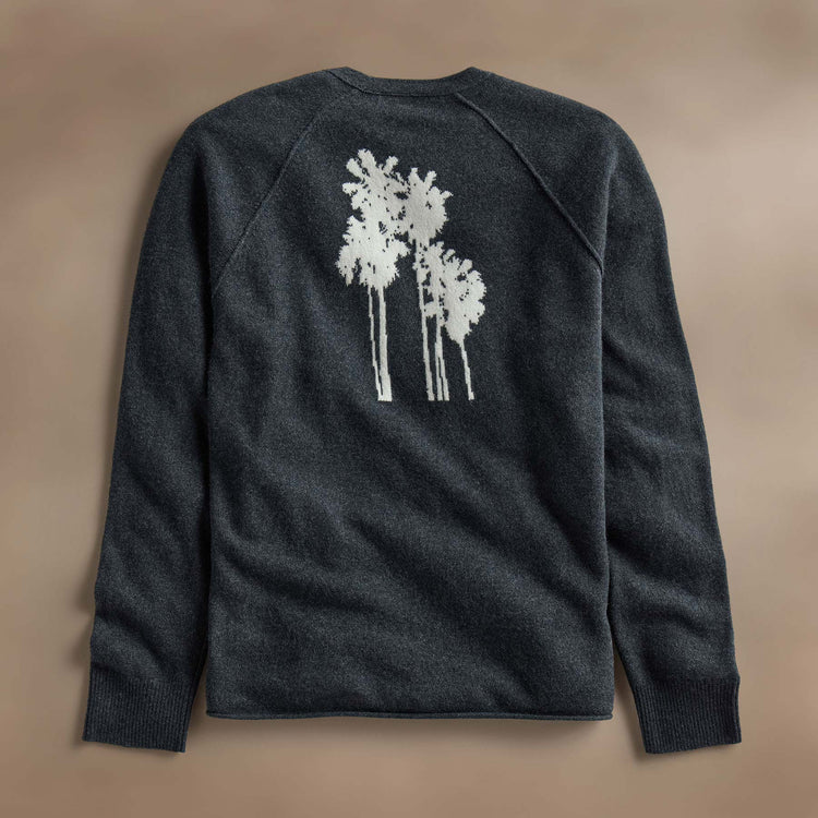 Rcld Cashmere Palm Intarsia Raglan in Coal/Off White | James Perse Los Angeles