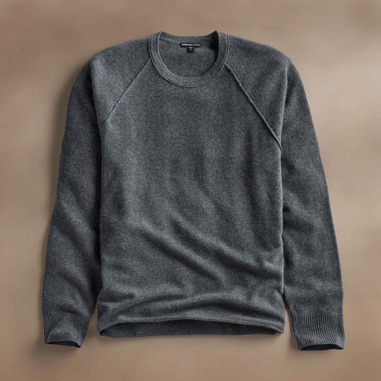 Rcld Cashmere Palm Intarsia Raglan in Flannel/Black | James Perse Los Angeles