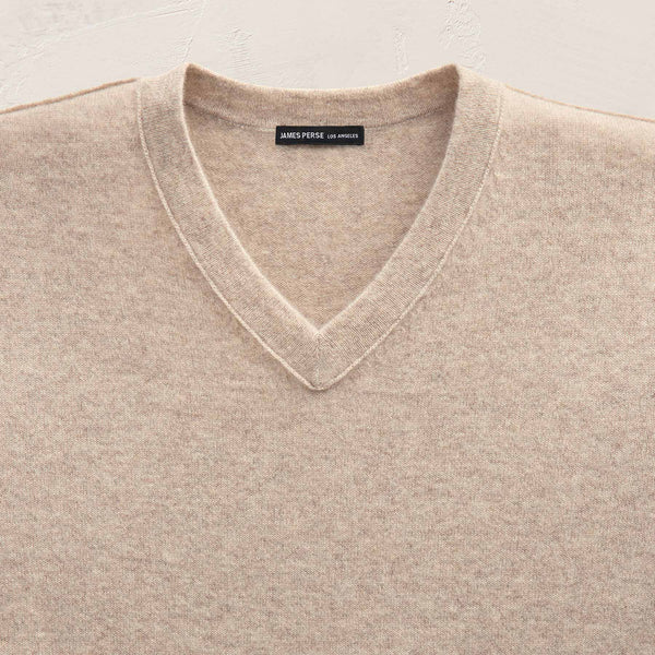Cashmere V Neck Sweater in Stone | James Perse Los Angeles