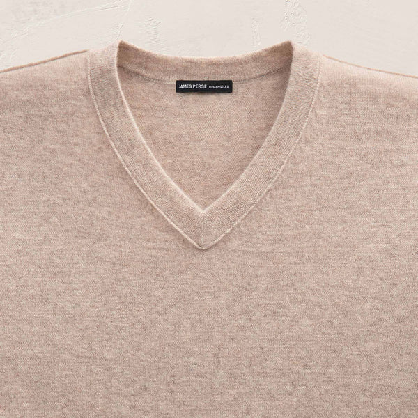 Cashmere V Neck Sweater in Stone | James Perse Los Angeles