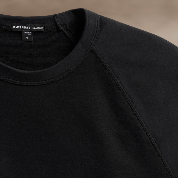 Fine French Terry Raglan Crew in Black | James Perse Los Angeles