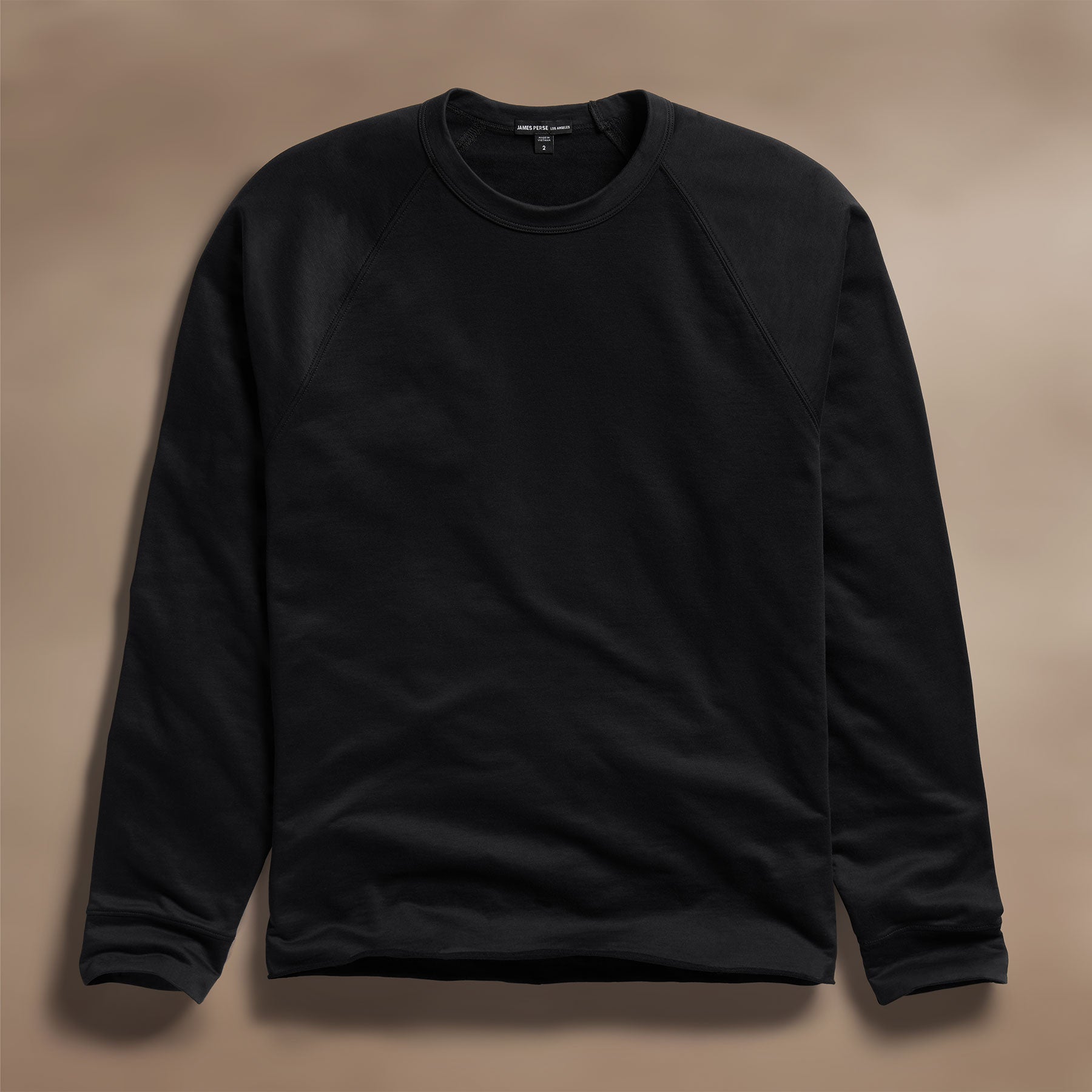 Fine French Terry Raglan Crew in Black | James Perse Los Angeles