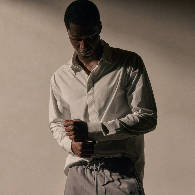 Supima Poplin Shirt in White | James Perse Los Angeles
