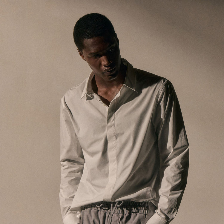 Supima Poplin Shirt in White | James Perse Los Angeles