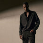 Poplin Collarless Shirt in Black | James Perse Los Angeles