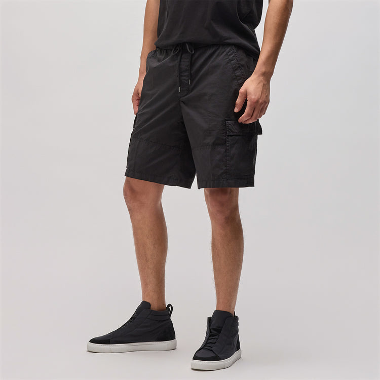 Stretch Poplin Cargo Short in Black | James Perse Los Angeles