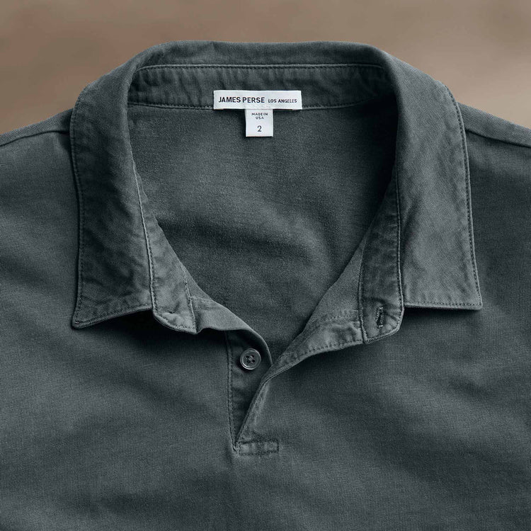 Sueded Jersey Polo in Asphalt Pigment | James Perse Los Angeles
