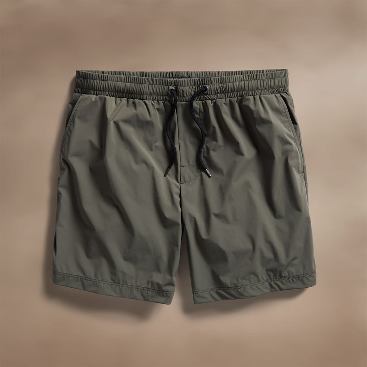 Technical Stretch Nylon Split Hem Boardshort in Artillery | James Perse Los Angeles