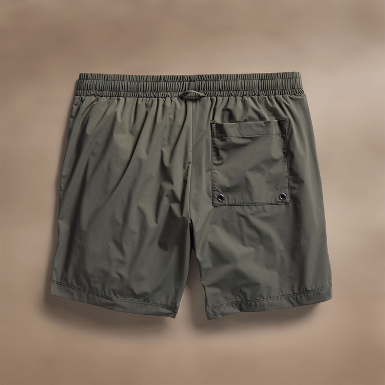 Technical Stretch Nylon Split Hem Boardshort in Artillery | James Perse Los Angeles