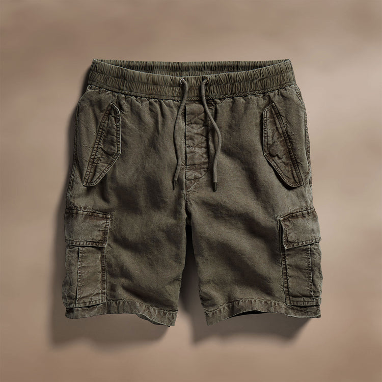 Textured Linen Flight Short in Army Green | James Perse Los Angeles