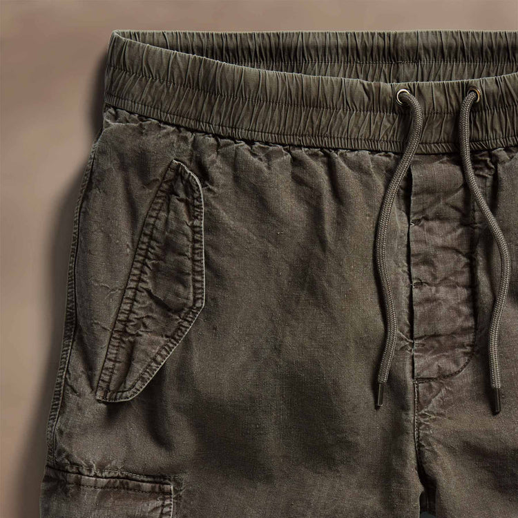 Textured Linen Flight Short in Army Green | James Perse Los Angeles