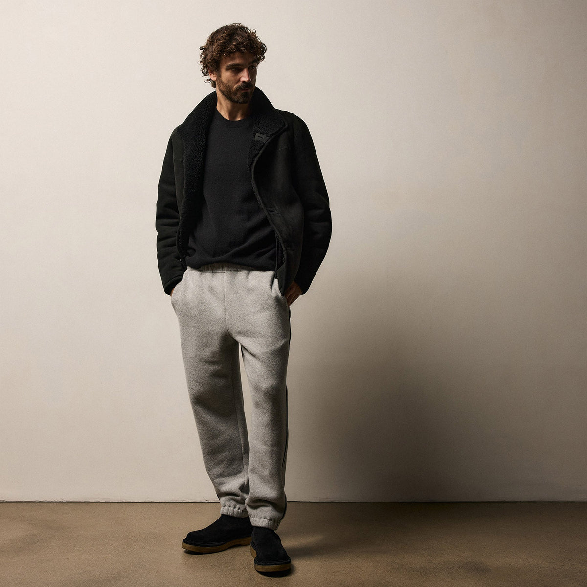 Cozy Sweat Pant With Piping in Heather Grey | James Perse Los Angeles