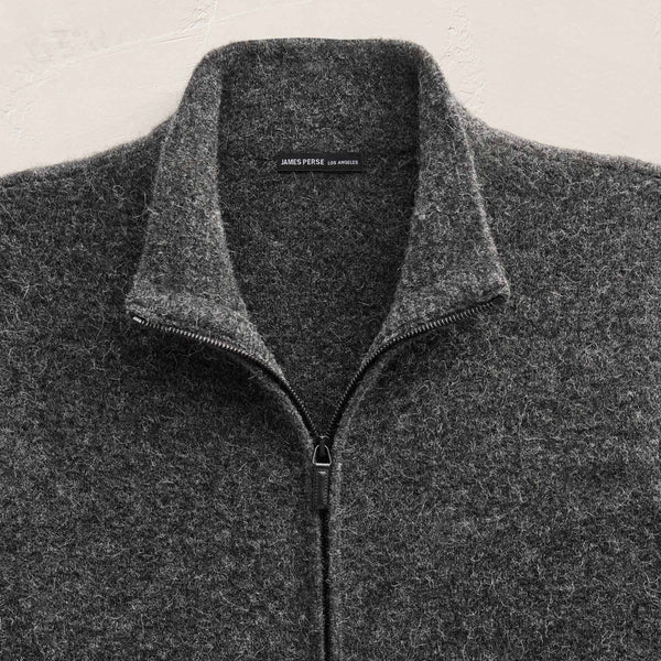 Wool Alpaca Stretch Zip Front in Anthracite | James Perse Los Angeles