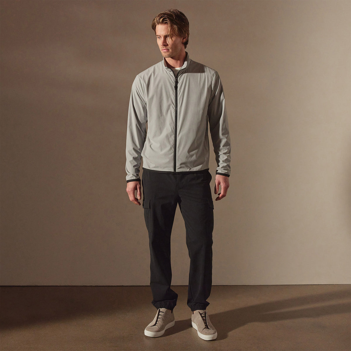 Mesh Line Zip Up Sport Jacket in Shark | James Perse Los Angeles