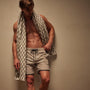 Checkered Beach Towel in White/Steel Grey