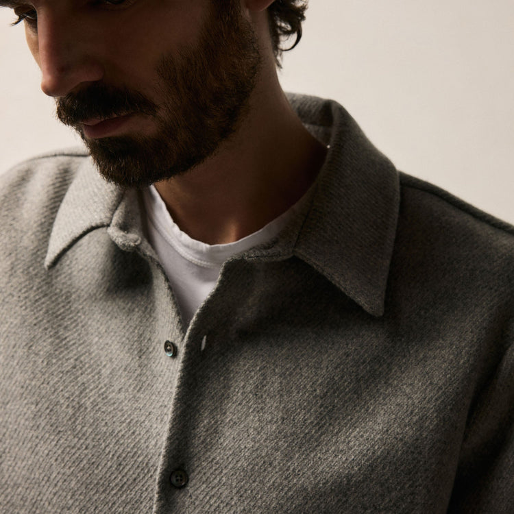 Wool Cashmere Twill Shirt in Heather Grey | James Perse Los Angeles