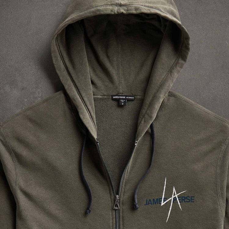 JP x LA in Zipup Hoodie in Platoon Pigment | James Perse Los Angeles
