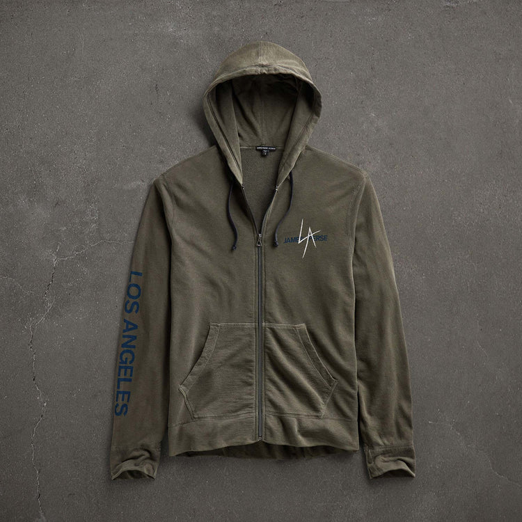 JP x LA in Zipup Hoodie in Platoon Pigment | James Perse Los Angeles