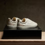 Men's Solstice Skate Low Top Sneaker in White/Taupe | James Perese Los Angeles