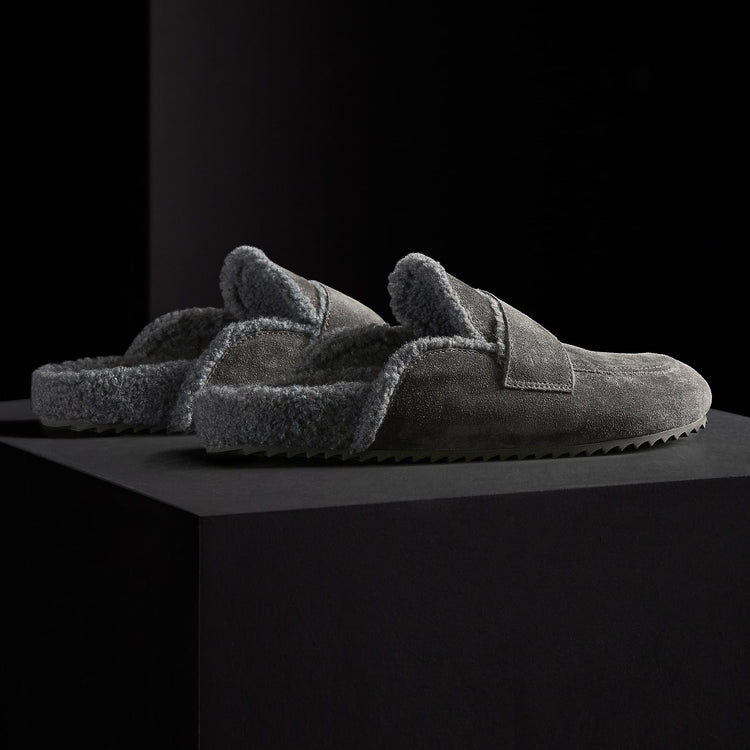 Men's Suede Shearling Lined Loafer in Ash/Heather Grey | James Perse Los Angeles