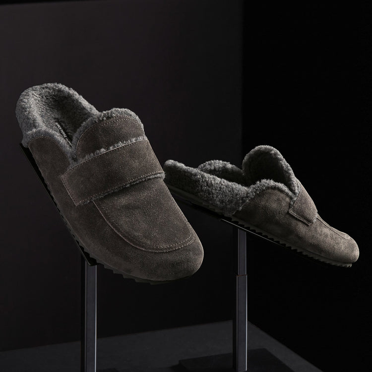 Men's Suede Shearling Lined Loafer in Ash/Heather Grey | James Perse Los Angeles