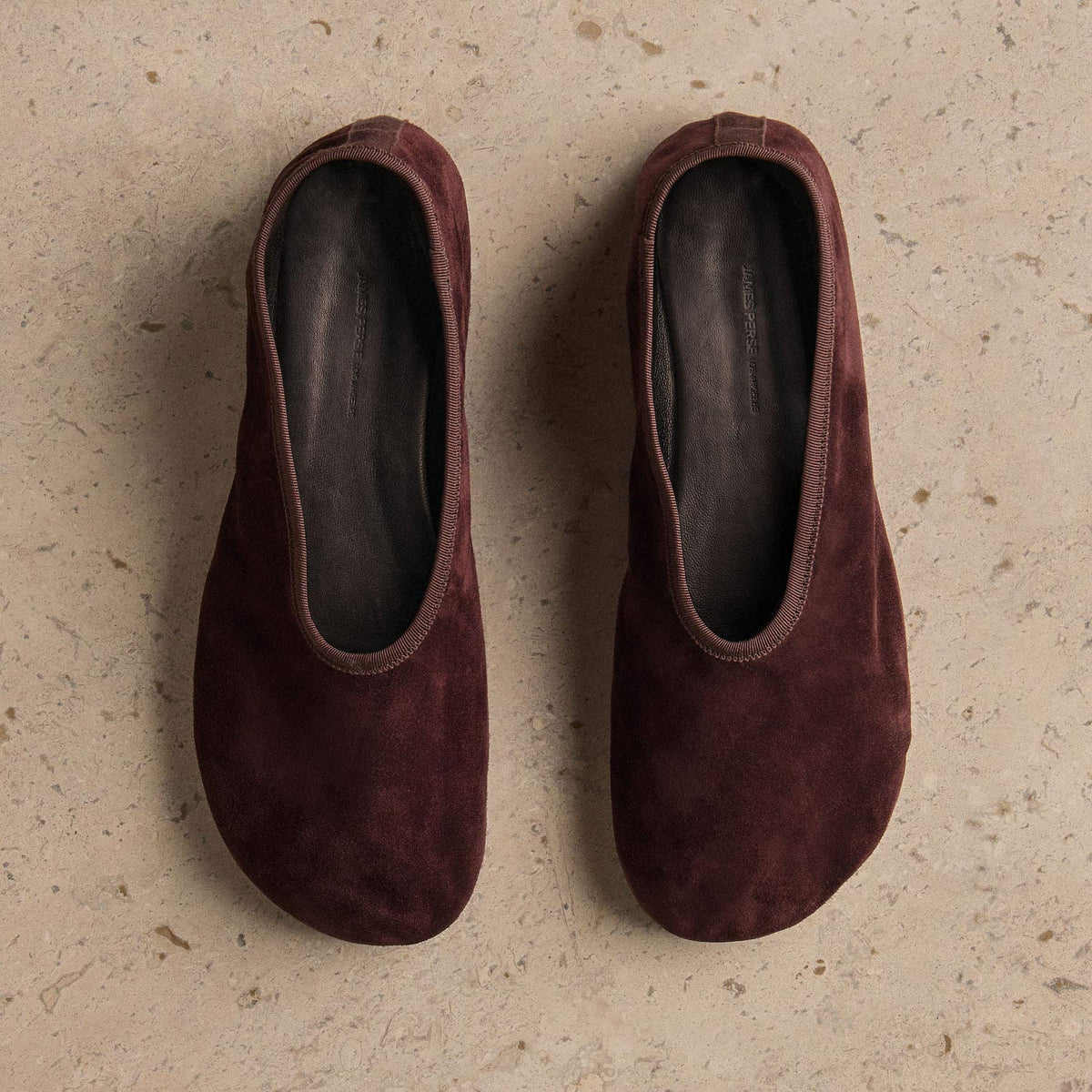 Women's Binded Suede Ballet Flat In Deep Burgundy/Wine | James Perse Los Angeles