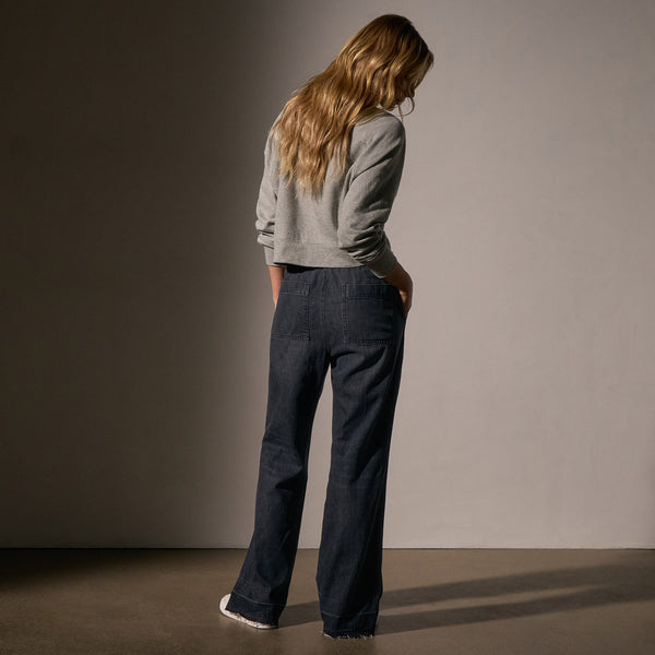Wide Leg Pull On Denim Pant in Black Enzyme | James Perse Los Angeles