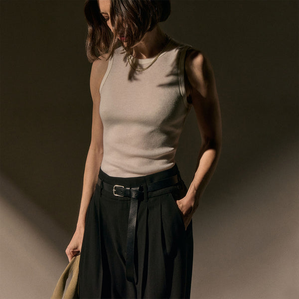 Cotton Gauze Ribbed Tank in Everest White | James Perse Los Angeles