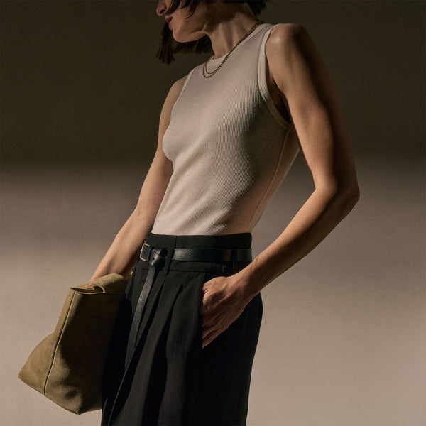 Cotton Gauze Ribbed Tank in Everest White | James Perse Los Angeles