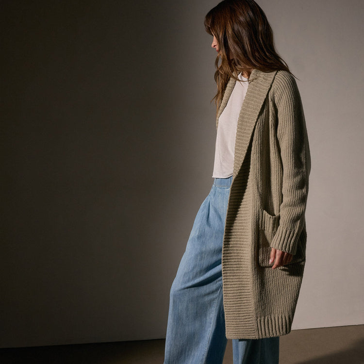 Cotton Shawl Collar Cardigan in Overcast | James Perse Los Angeles
