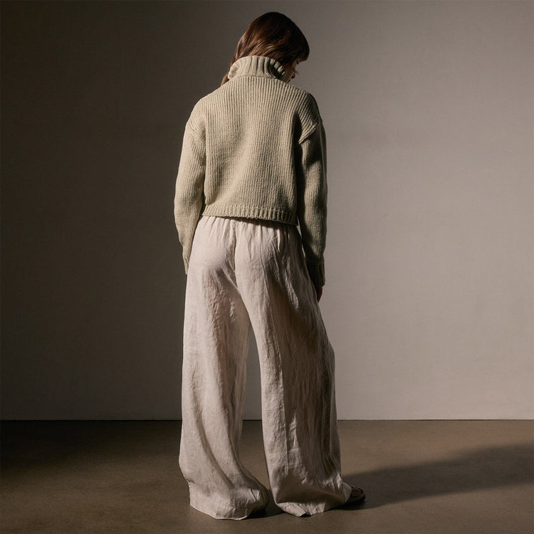 Cotton Knt Zip Front Funnel Neck in Overcast | James Perse Los Angeles