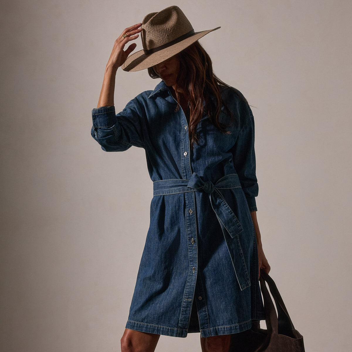 Denim Shirt Dress - Medium Wash