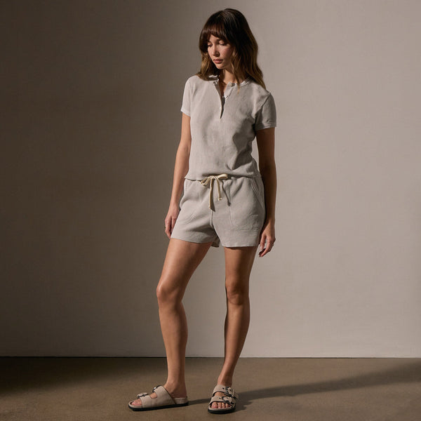 Cotton Linen Waffle Henley in Salt | James Perse Los Angeles