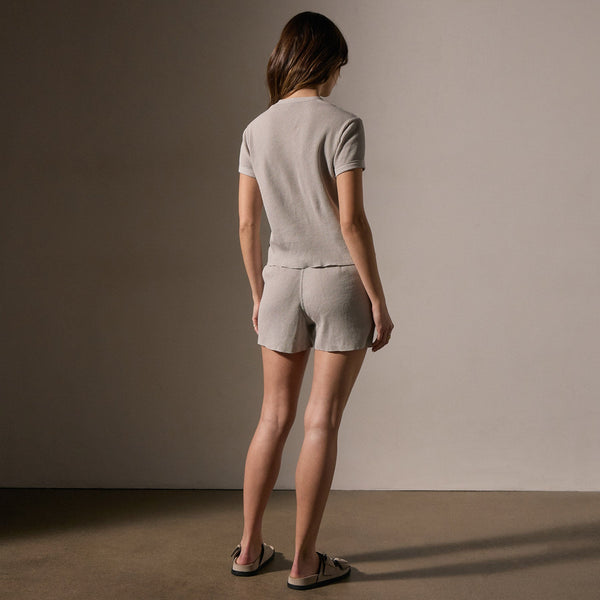 Cotton Linen Waffle Henley in Salt | James Perse Los Angeles