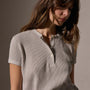 Cotton Linen Waffle Henley in Salt | James Perse Los Angeles