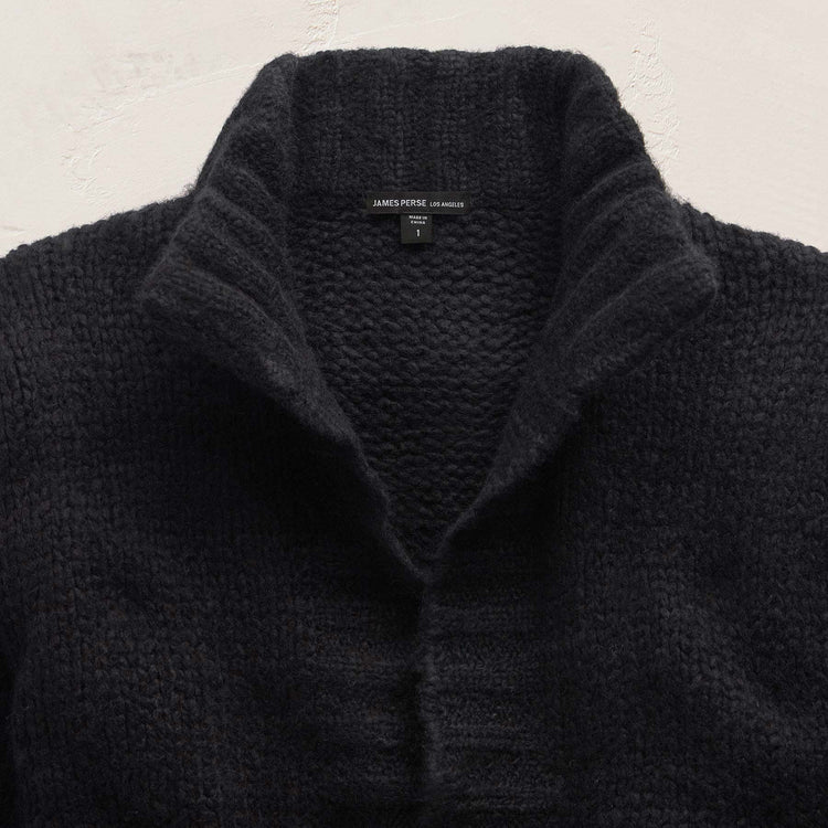 Chnky Knt Cashmere Silk Tie Crdgn in Black | James Perse Los Angeles