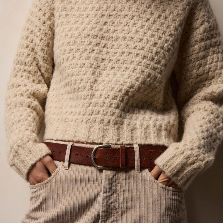 Chunky Knit Cashmere Silk Crew in Biscotti | James Perse Los Angeles