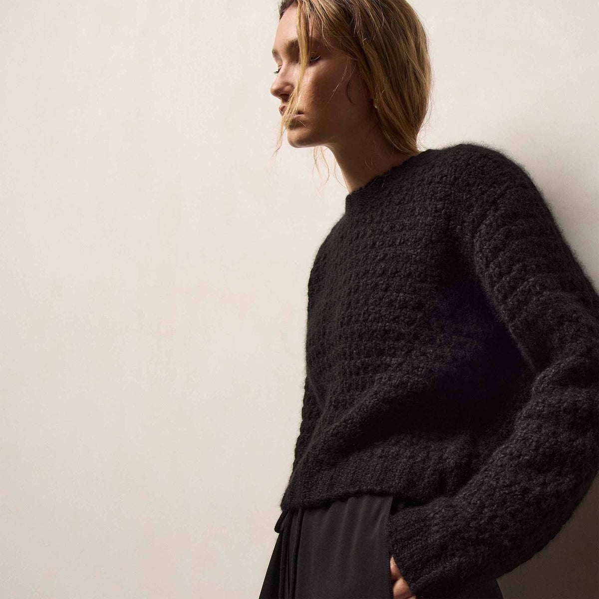 Cashmere Silk Sweater in Black | James Perse Los Angeles