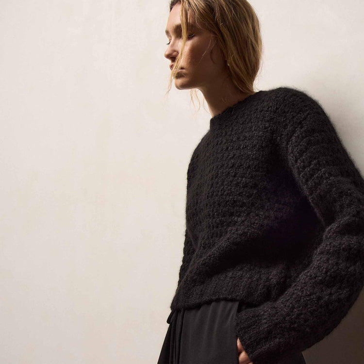 Cashmere Silk Sweater in Black | James Perse Los Angeles