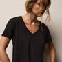 Luxe Lotus Jersey V Neck in Black | James Perse Los Angeles