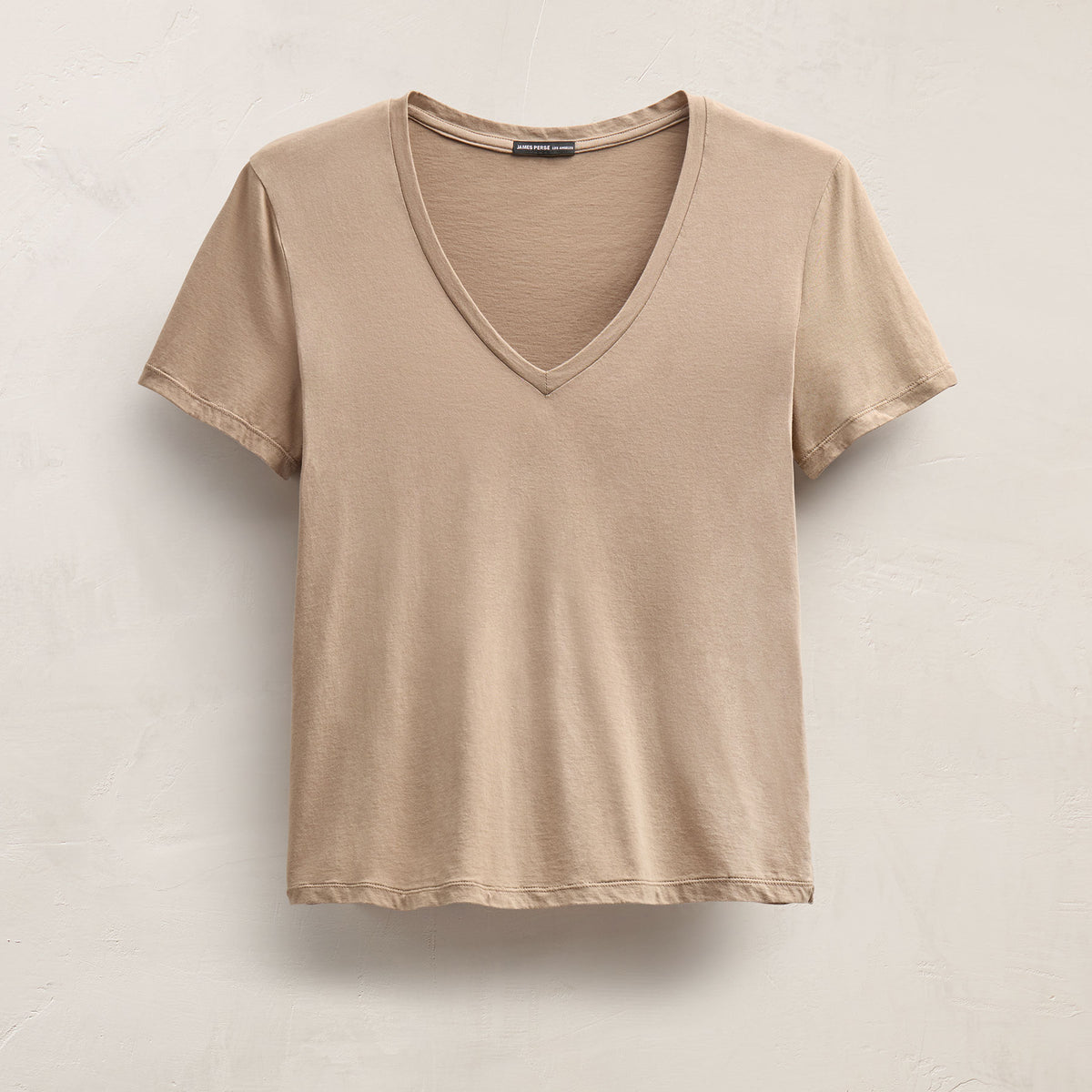 Short Sleeve Elevated Lotus Jersey V Neck in Coffee | James Perse Los Angeles