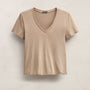 Short Sleeve Elevated Lotus Jersey V Neck in Coffee | James Perse Los Angeles