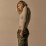 Shoulder Button Short Sleeve Sweater in Ivory | James Perse Los Angeles