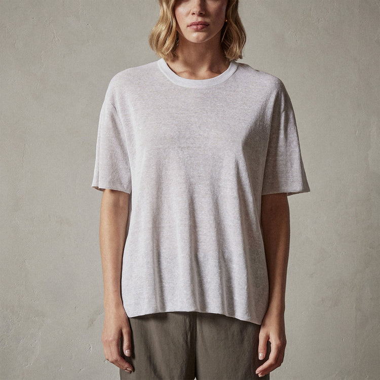 Dunes Linen Crew in White/Natural | James Perse Los Angeles